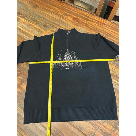 Christine Alexander Christmas Tree Rhinestone Quarter Zip Sweater Large - Picture 6 of 10